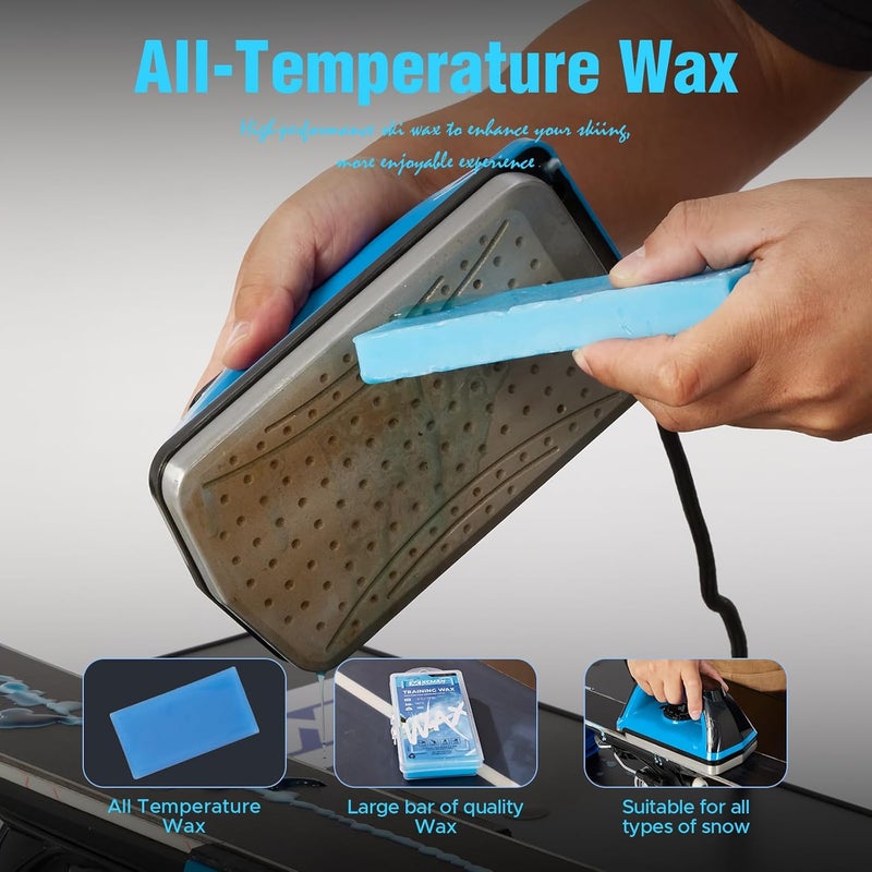 XCMAN Complete Ski Snowboard Tuning Waxing Combo Kit with Waxing Iron,Ski Wax,Side Base Edge Tuner,Ptex Base Repair,Gummy Stone,Diamond Stones for Ski Snowboard EdgeTuning - Image 3